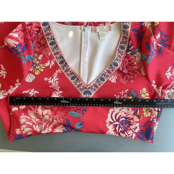 Women’s FLYING TOMATO Orange Dress Size 1X Floral Design Short Sleeve - Picture 10 of 12